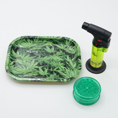 Smoke Rolling Tray Round Edge Blow Torch Kit Nettes Haushalts-Snack-Tablett-Set aus Metall